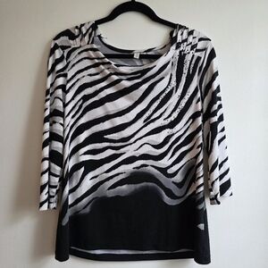 Y2K Madison Zebra Beaded Top